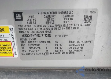 2016 GMC Acadia Sle-2 z USA, uszkodzony, nr VIN 1GKKVPKD9GJ217218